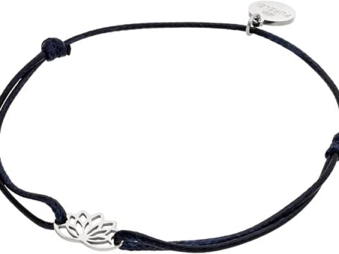 Purelei Awesome – Bracciale da donna con ciondolo a forma di loto, in filigrana di cotone, misura regolabile, delicato braccialetto dell’amicizia, gioiello regalo per donne, braccialetto sobrio a