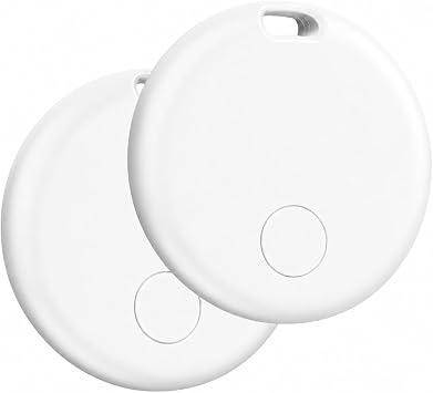 Smart Tracker Tags 2 Pezzi, Funziona con Apple Dov’è (Solo iOS), Localizzatore Bluetooth Trova Oggetti 365 Giorni, Batteria Sostituibile, Impermeabile IP67, Chiavi/Portafoglio/Bagagli/Valigie
