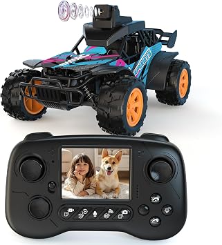 pisosorc Auto RC con Telecamera FPV | Camion RC, Schermo 2.8”, Telecamera 60° Regolabile, Video Live, 2 Velocità, Fuoristrada, Ricaricabile
