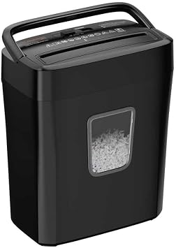 Bonsaii Distruggidocumenti P4, Tritacarta Taglio a Frammenti 8Fogli, C261-C | 5x14mm, per Casa e Ufficio, 16L, Funzione Avvio/Arresto, Protezione da Surriscaldamento