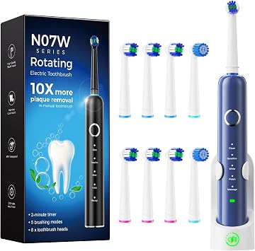 Novalun Spazzolino Elettrico Rotante per Adulti e Bambini, Blu
