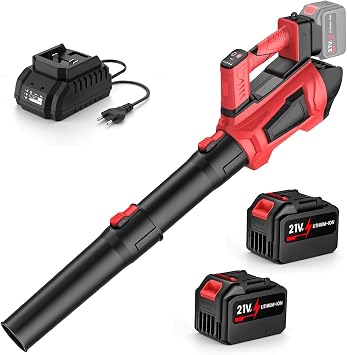 IERAKOR Soffiatore a Batteria Potente 2 Batterie 360 kmh Brushless | Motore Brushless 18000 RPM, 360 km/h, 5 Velocità, Modalità Turbo, 2 Batterie 4.5 Ah, Senza Aspirazione, per Giardino