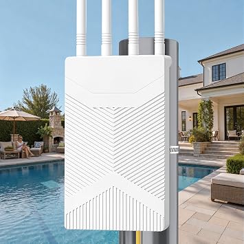 MEETOWN Ripetitore WiFi Esterno, 1800Mbps WiFi 6 Range Extender Outdoor con Antenne wifi ad Alto Guadagno, PoE, IP65 Waterproof Copertura WiFi Lunga Distanza per Giardino Camper Garage