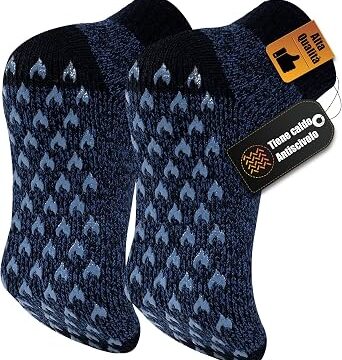 SukModen Calze Antiscivolo Uomo, Calze Invernali Uomo Calde 39-50 | Interno Morbido, Suola PVC, Calzini Antiscivolo Uomo, Calze Pantofole Uomo, Grip Socks per Casa, Legno e Piastrelle