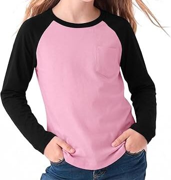 Leversic T-Shirt Bambina Manica Lunga Bicolore Raglan con Taschino