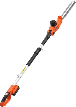 VEVOR Kit Tagliasiepi a Batteria da Giardinaggio, Tagliasiepi Elettrico da 20 V con Lama in Acciaio a Doppio Taglio da 457,2 mm, Design Telescopico da 187,5 a 238,5 cm, per Rami Alti Siepi Arbusti