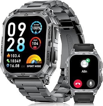 LIMIGE Smartwatch Uomo 1000mAh 2.01″ HD Militare IP68 110+ Sport 200+ Quadr | Grande schermo durata batteria estremamente lunga monitoraggio salute 110+ modalità sportive