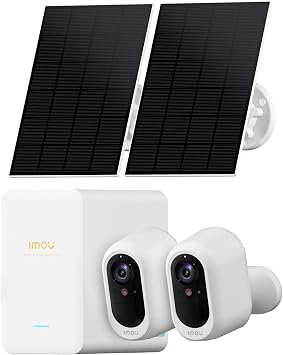 Imou 3K Kit Telecamere WiFi Esterno Senza Fili con Pannello Solare, 2 Kit | Hub+32GB, 2,4/5g, AOV Registrazione 24/7, Rilevamento di Persone/Veicoli, Visione Notturna a Colori, Modalità Privata,5000mAh