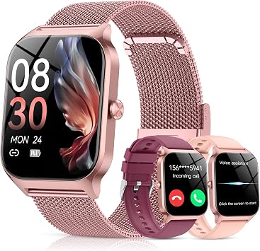 CASCHO Smartwatch Donna, 1.85” Orologio Smartwatch con Effettua/Risposta Chiamate, 120+ Sportive Smart Watch con Contapassi/Sonno, Fitness Tracker per iOS Android – Elegante oro rosa