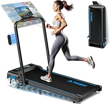 Tapis Roulant, 5 in 1 Tapis Roulant Salvaspazio Elettrico con 12 Programmi HIIT Predefiniti e 10% Inclinazione, 12KM/H, Motore Silenzioso 2,75 CV, APP/Telecomando, 158 kg, Casa/Ufficio