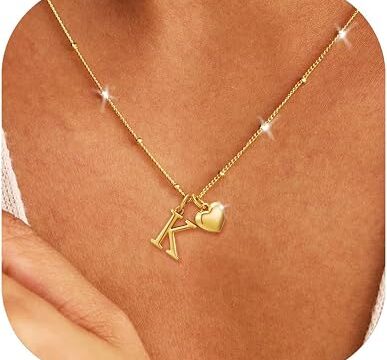Rajputana Collana Con Iniziale Cuore Collana Donna Oro Regalo Compleanno | Collana Donna Oro Collana Con Nome Collana Con Lettera Initial Gold Necklace For Women Jewellery Regalo Donna Compleanno