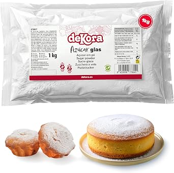dekora – Zucchero a Velo 1 kg per Dolci, Glasse, Torte, Biscotti e Cupcake | Fine e facile da miscelare; adatto ai vegetariani, senza glutine, lattosio e proteine del latte, per ricette da condividere.