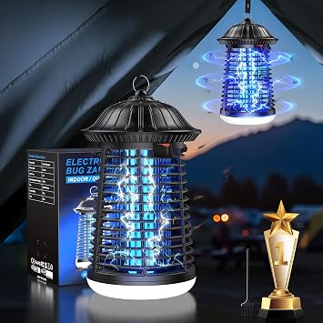 VIWAVE Lampada Antizanzare Elettrica 4200V, Trappola Zanzare con Luce UV 365nm e LED, Cavo 3m, Copertura 150 m², Zanzariera Elettrica per Interni ed Esterni, Casa e Giardino