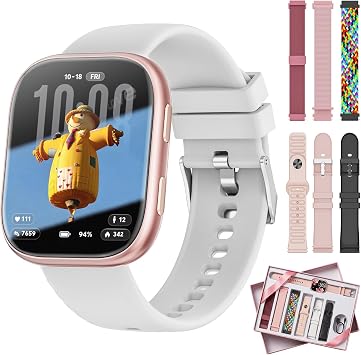 Smartwatch Donna con 7 Cinturini, 1,83” Orologio Smartwatch con Chiamate Bluetooth, Notifiche, Contapassi, Sonno, Cardiofrequenzimetro, SpO2, Smart Watch per Android iOS, Regali Compleanno Donna