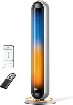 DREO Termoventilatore a Torre Smart 2 in 1, 2000W, Silenzioso 25 dB | 9 m/s, 17 Livelli, 6 Modalità, Oscillazione 120°