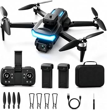 Drone con Telecamera 1080P per Bambini Giocattoli Regalo per Bambini (Grey) | Mini FPV Droni con Motore Brushless/2 Batterie/Avvio One-Key/Controllo Gesto, Regalo per Bambini Compleanni Natale