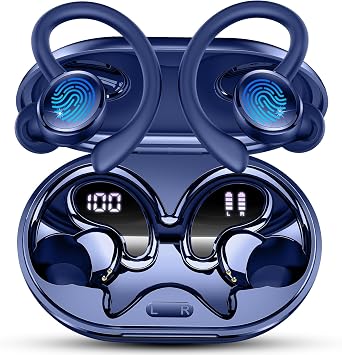 Cuffie Bluetooth, 50H Auricolari Bluetooth 5.4 HiFi Stereo, Cuffie Wireless | Sport, Cancellazione Rumore Mics, Cuffiette Bluetooth, Ricarica Rapida USB-C, IP7 Impermeabile Auricolare, Correre, Palestra