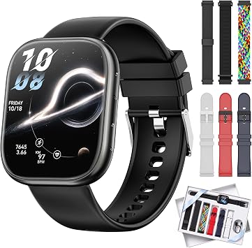 Mingtawn Smartwatch Donna, 7 Cinturini—Regalo Perfetto Donna, 1,83” Orologio Smartwatch Chiamate Bluetooth, Smart Watch con 100+ modalità Sportive/Sonno/Cardiofrequenzimetro/SpO2 per Android iOS