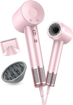 Asciugacapelli Professionale Ionico, Phon Capelli 160.000 giri/min, Asciugatura Rapida, Protegge il Cuoio Capelluto, Leggero e Silenzioso, con Diffusore e Beccuccio Magnetici