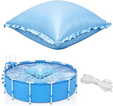 TZEKING 1PCS Cuscino Piscina Invernale 4 Piedi,1 Corde di Fissaggio Lunghe 15 Metri,Cuscino di Copertura per Piscina,Cuscino d’Aria per Piscina Invernale,Cuscino GGonfiabile per Fuori Terra Cuscino