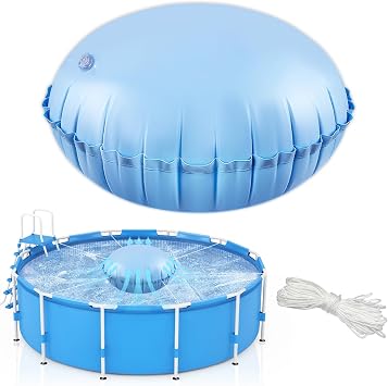 TZEKING 1PCS Cuscino Piscina Invernale 4 Piedi,1 Corde di Fissaggio Lunghe 15 Metri,Cuscino di Copertura per Piscina,Cuscino d’Aria per Piscina Invernale,Cuscino GGonfiabile per Fuori Terra Cuscino