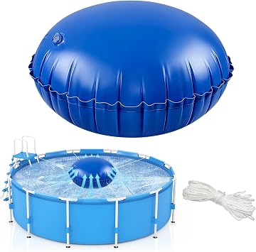TZEKING 1PCS Cuscino Piscina Invernale 4 Piedi,1 Corde di Fissaggio Lunghe 15 Metri,Cuscino di Copertura per Piscina,Cuscino d’Aria per Piscina Invernale,Cuscino GGonfiabile per Fuori Terra Cuscino