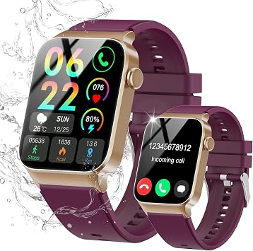STECEi Smartwatch Uomo Donna, Schermo HD da 1,85” Orologio Smartwatch con Effettua/Risposta Chiamate, 112 Sportive Smart Watch con Contapassi/Sonno/Cardiofrequenzimetro, Impermeabile IP68, Borgogna