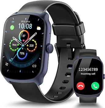 STECEi Smartwatch Uomo Donna, Curvo HD da 1,95” Orologio Smartwatch con Effettua/Risposta Chiamate, 112 Sportive Smart Watch con Contapassi/Sonno/Cardiofrequenzimetro, Impermeabile IP68, Cornice Blu