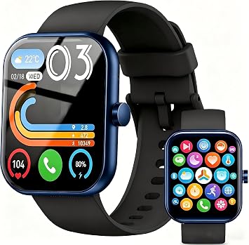 Kuizil Smartwatch Uomo Donna, 1.96″ Smartwatch con Effettua/Risposta Chiamate, 100+ Sportive Fitness Tracker con Sonno Contapassi Cardiofrequenzimetro, Impermeabil IP68 Smart Watch per Android/iOS