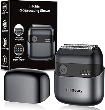 Mini Rasoio Elettrico Uomo Portatile, Rasoio da Barba e Viso Senza Fili IPX7 Impermeabile con Display LED, Ricarica Rapida USB-C, Lame di Precisione e Tecnologia Micro-Pettine per Viaggi Casa Nero