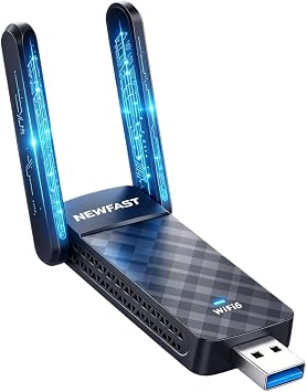 NEWFAST 1800Mbps Chiavetta WiFi per PC Fisso, USB WiFi 6 Dual Band | 2.4GHz/5.8GHz Adattatore WiFi per PC con 2 Antenne, USB 3.0, Supporta Windows 11/10, WPA3, OFDMA, MU-MIMO