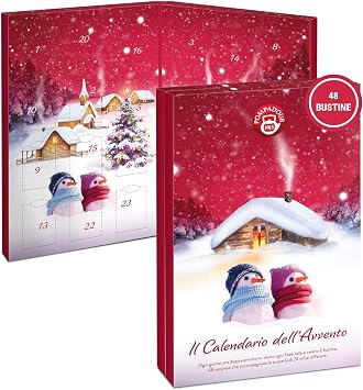 Pompadour Calendario Avvento Infusi Assortiti 48 Filtri Invernali | Cofanetto Regalo 48 filtri. 24 gusti (2 per tipo) perfetti da condividere o per un doppio relax. No glutine, no lattosio.