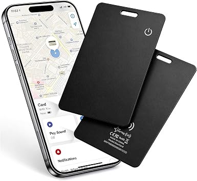UMAwangfit Air Smart Card Tag, Wallet Tracker Ricaricabile Sottile, Compatibile con Apple Dov’è (solo iOS), Impermeabile IP68, Localizzatore per Portafoglio, Passaporto, Valigia, Borsa (2 Pezzo)