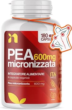 PEA Integratore 1200mg Micronizzata | 180 Capsule Vegano (2 Cps al giorno) | Supporto al Benessere dei Muscoli | Palmitoiletanolamide Micronizzata, Pea 600 mg per Capsula | Made in Italy