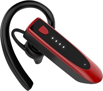 Auricolare Bluetooth Singolo V5.4 Auricolari Bluetooth, Rosso scuro | Doppio Microfono 20 Ore Di conversazione, 180 Ore in Standby Gancio Girevole per Guida/Lavoro/Business
