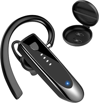 Auricolare Bluetooth Singolo V5.4 Auricolari Bluetooth, Nero ossidiana | Doppio Microfono 20 Ore Di conversazione, 180 Ore in Standby Gancio Girevole per Guida/Lavoro/Business