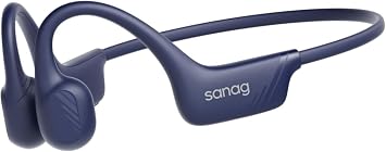 SANAG Cuffie Conduzione Ossea, Open Ear Auricolari Wireless Bluetooth 5.4 con Impermeabili IPX5, Microfono, HiFi 5.4 Bassi, 10 Ore di Riproduzione per Corsa, Ciclismo, Sport, Blu